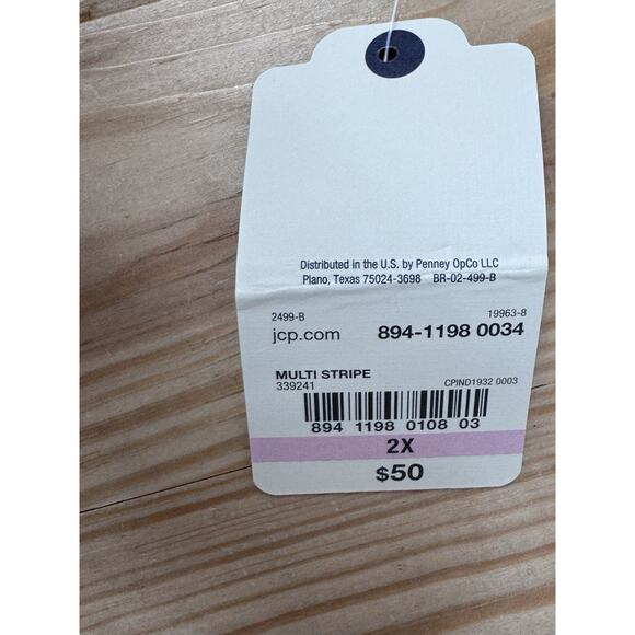 St. John's Bay Pastel Striped Cotton Long Sleeve Wrap V Neck Women’s Size 2X NWT - Picture 7 of 7